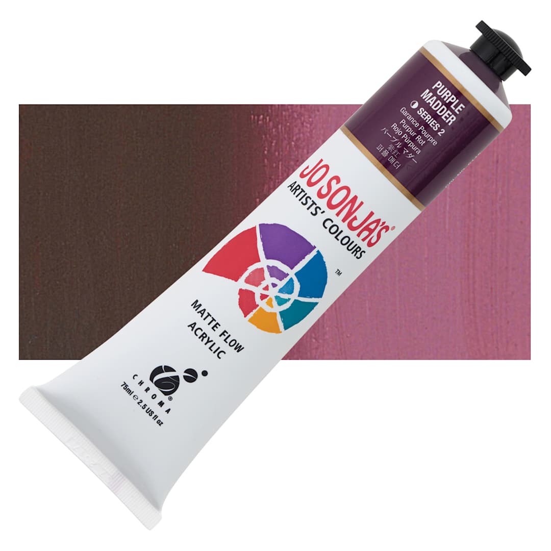 Open in modal - Jo Sonja's Artist Acrylic - Purple Madder, 2.5 oz tube and swatch