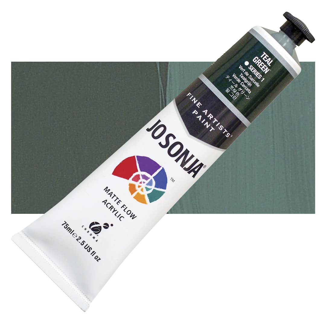 Open in modal - Jo Sonja's Artist Acrylic - Teal Green, 2.5 oz tube and swatch