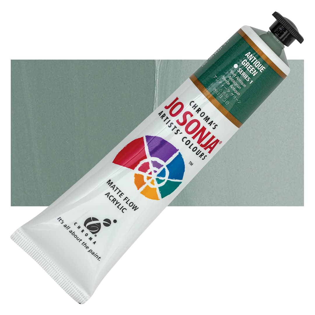 Open in modal - Jo Sonja's Artist Acrylic - Antique Green, 2.5 oz tube and swatch