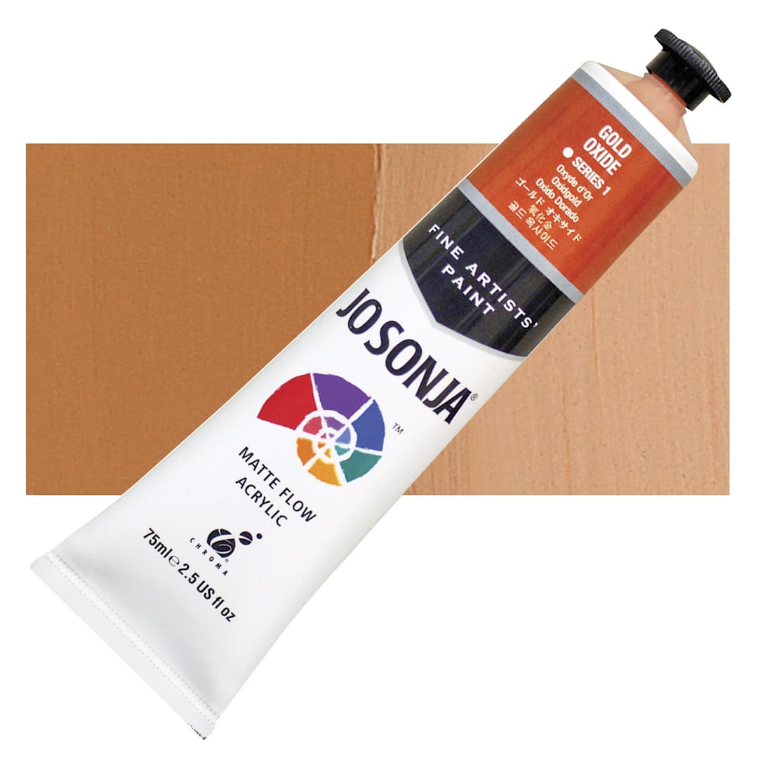 Open in modal - Jo Sonja's Artist Acrylic - Gold Oxide, 2.5 oz tube and swatch