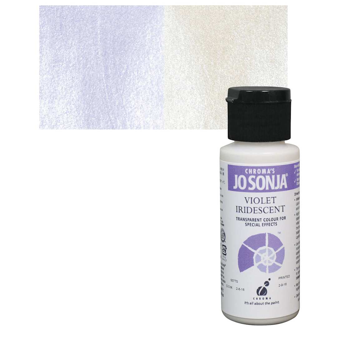 Open in modal - Chroma’s Jo Sonja Specialty Acrylic Paint - Iridescent Violet, 60 ml bottle and swatch