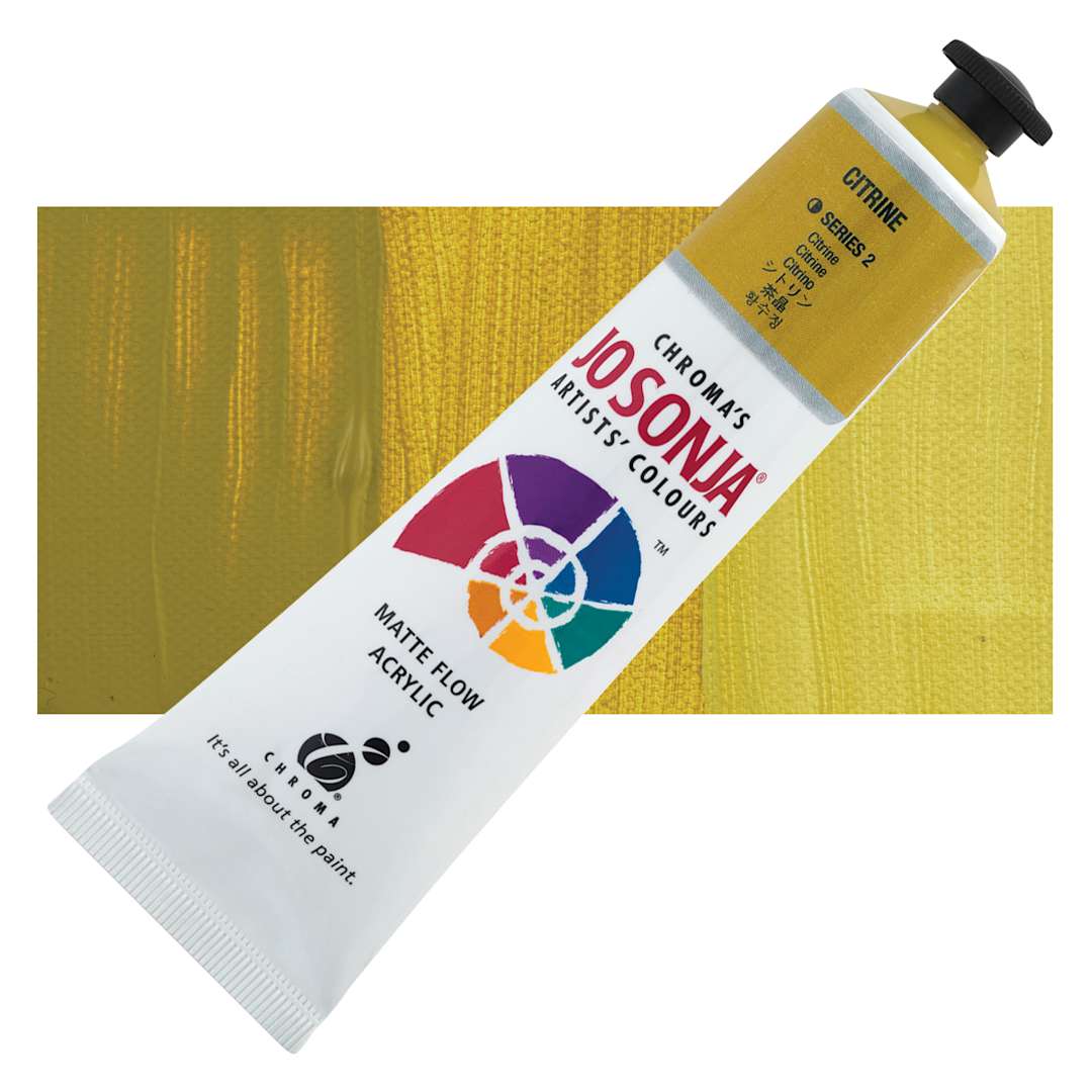 Open in modal - Jo Sonja's Artist Acrylic - Citrine 2.5 oz tube and swatch