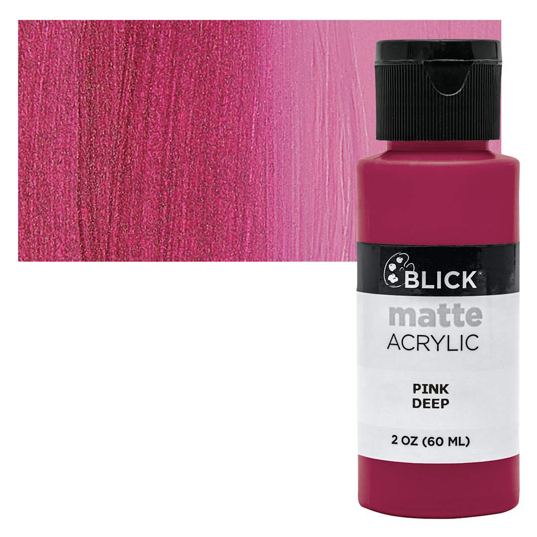 Open in modal - Blick Matte Acrylic - Pink Deep, 2 oz bottle and swatch