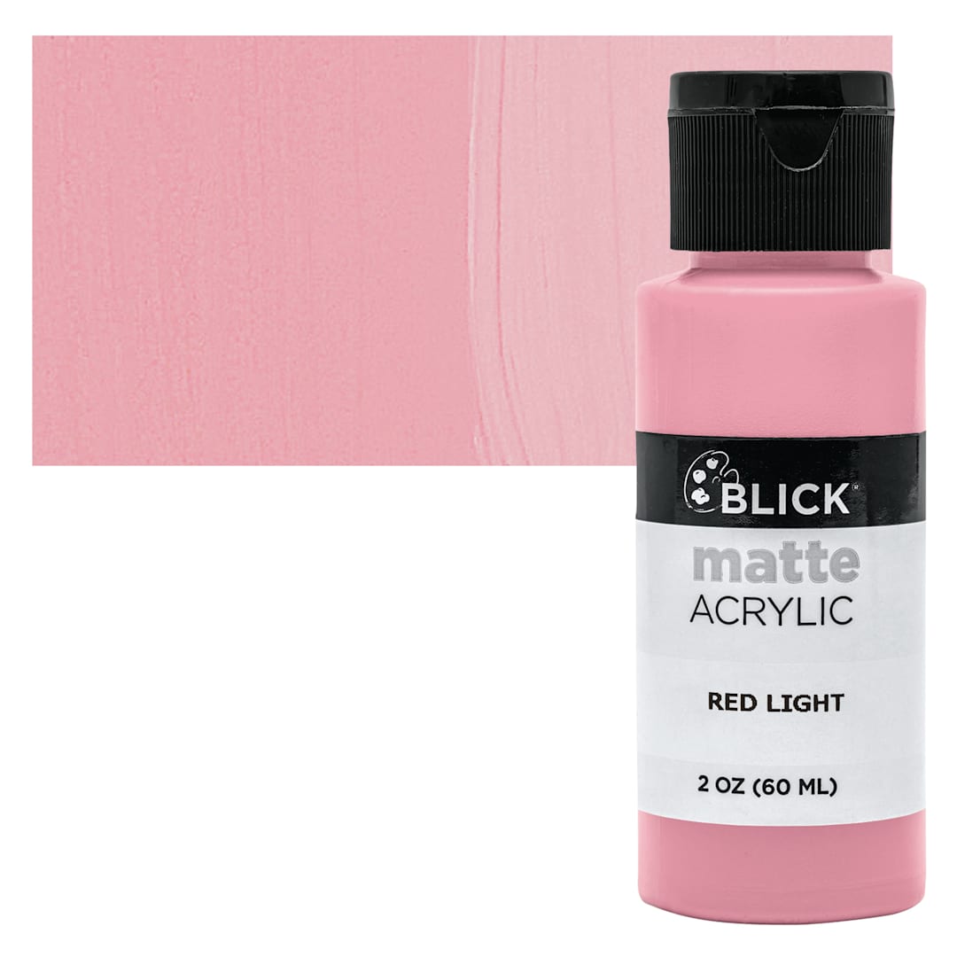 Open in modal - Blick Matte Acrylic - Red Light, 2 oz bottle and swatch