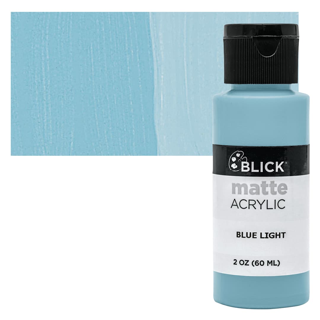 Open in modal - Blick Matte Acrylic - Blue Light, 2 oz bottle and swatch