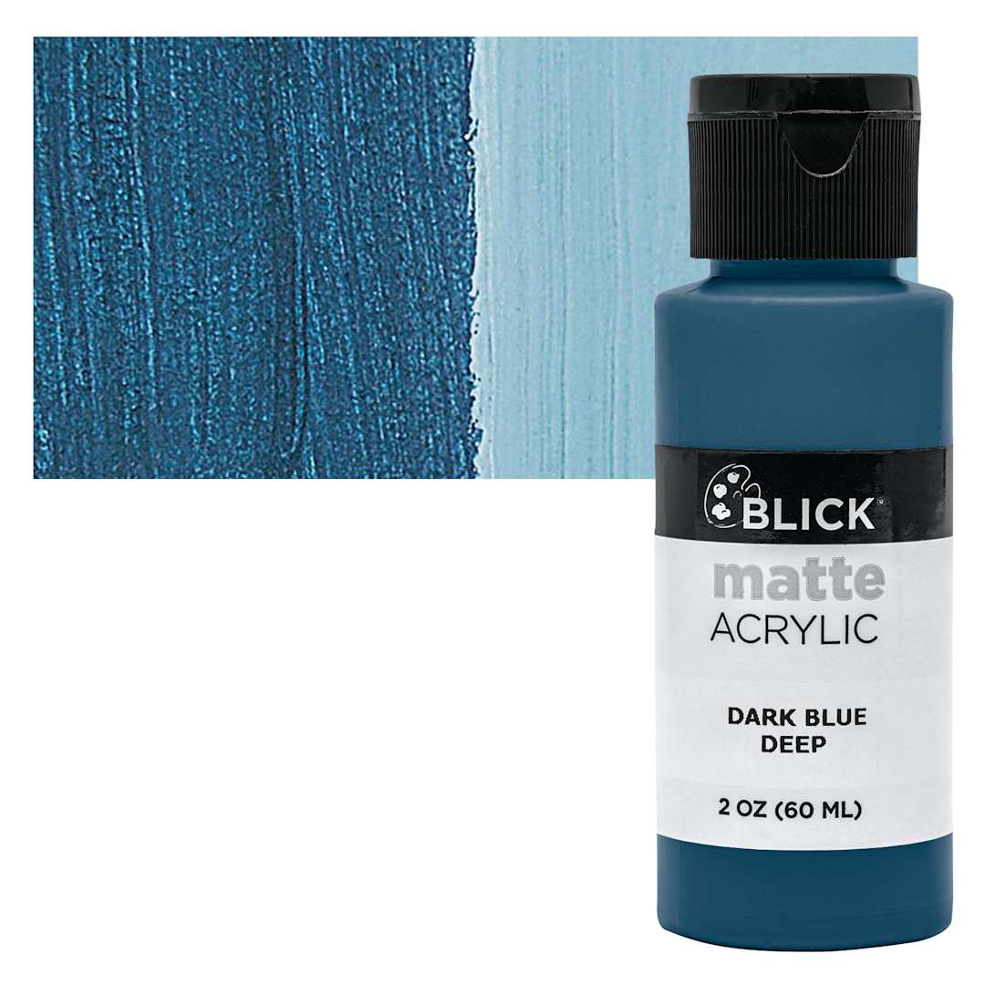 Open in modal - Blick Matte Acrylic - Dark Blue Deep, 2 oz bottle and swatch
