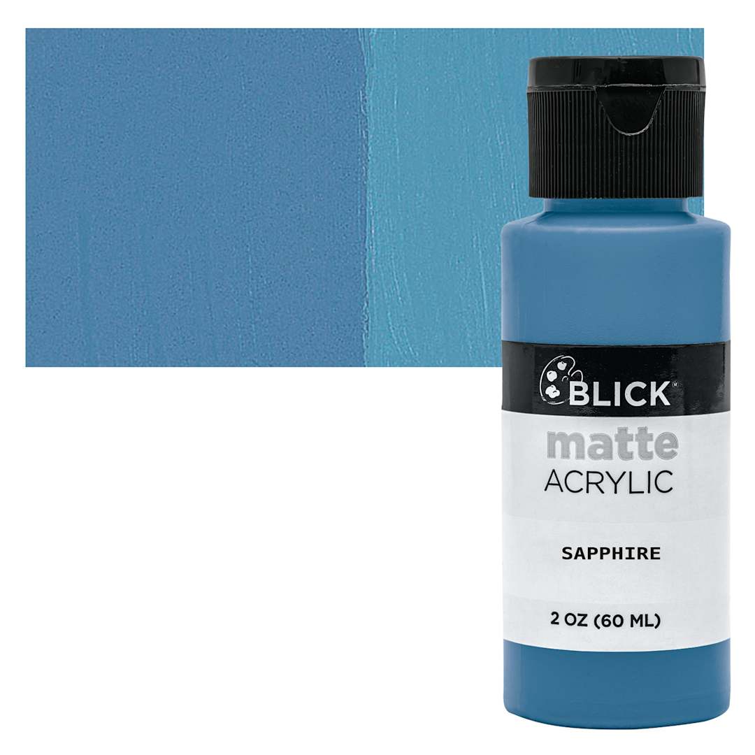 Open in modal - Blick Matte Acrylic - Sapphire, 2 oz bottle and swatch