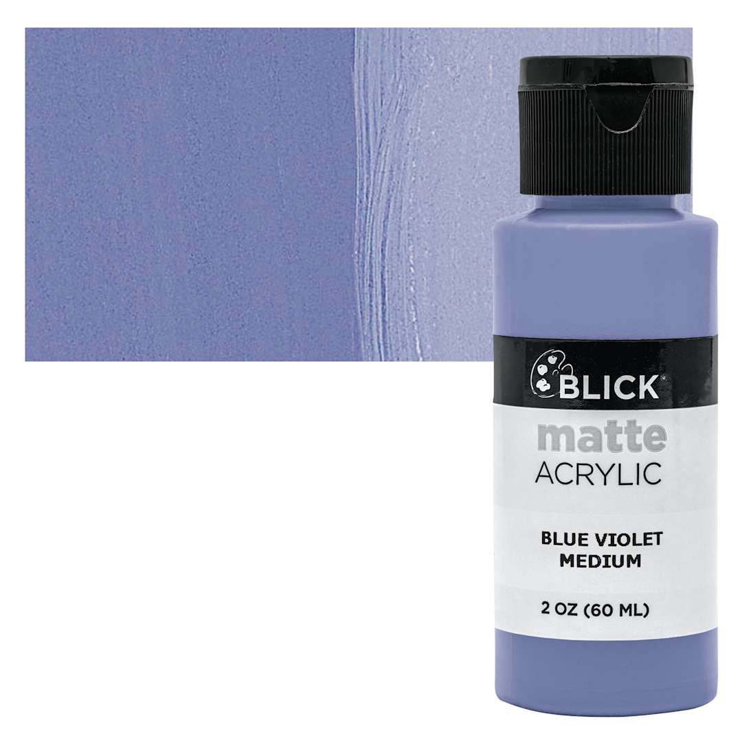 Open in modal - Blick Matte Acrylic - Blue Violet Medium, 2 oz bottle and swatch