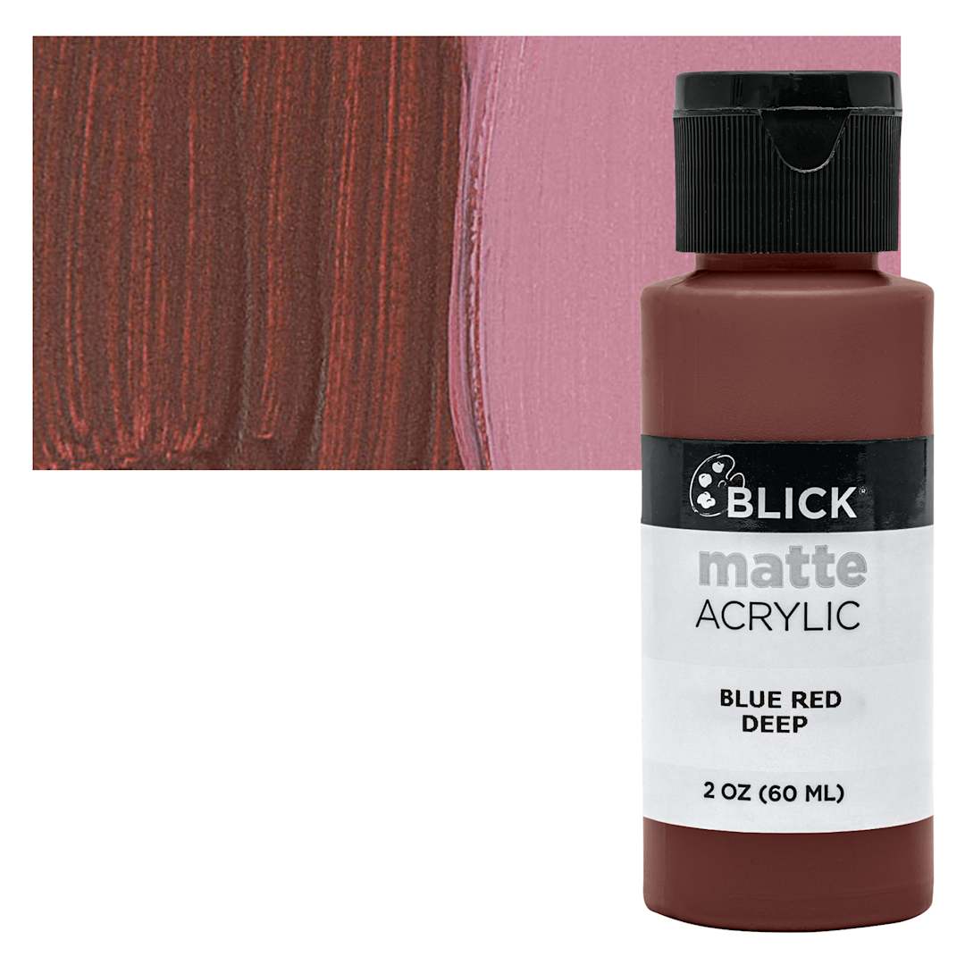 Open in modal - Blick Matte Acrylic - Blue Red Deep, 2 oz bottle and swatch