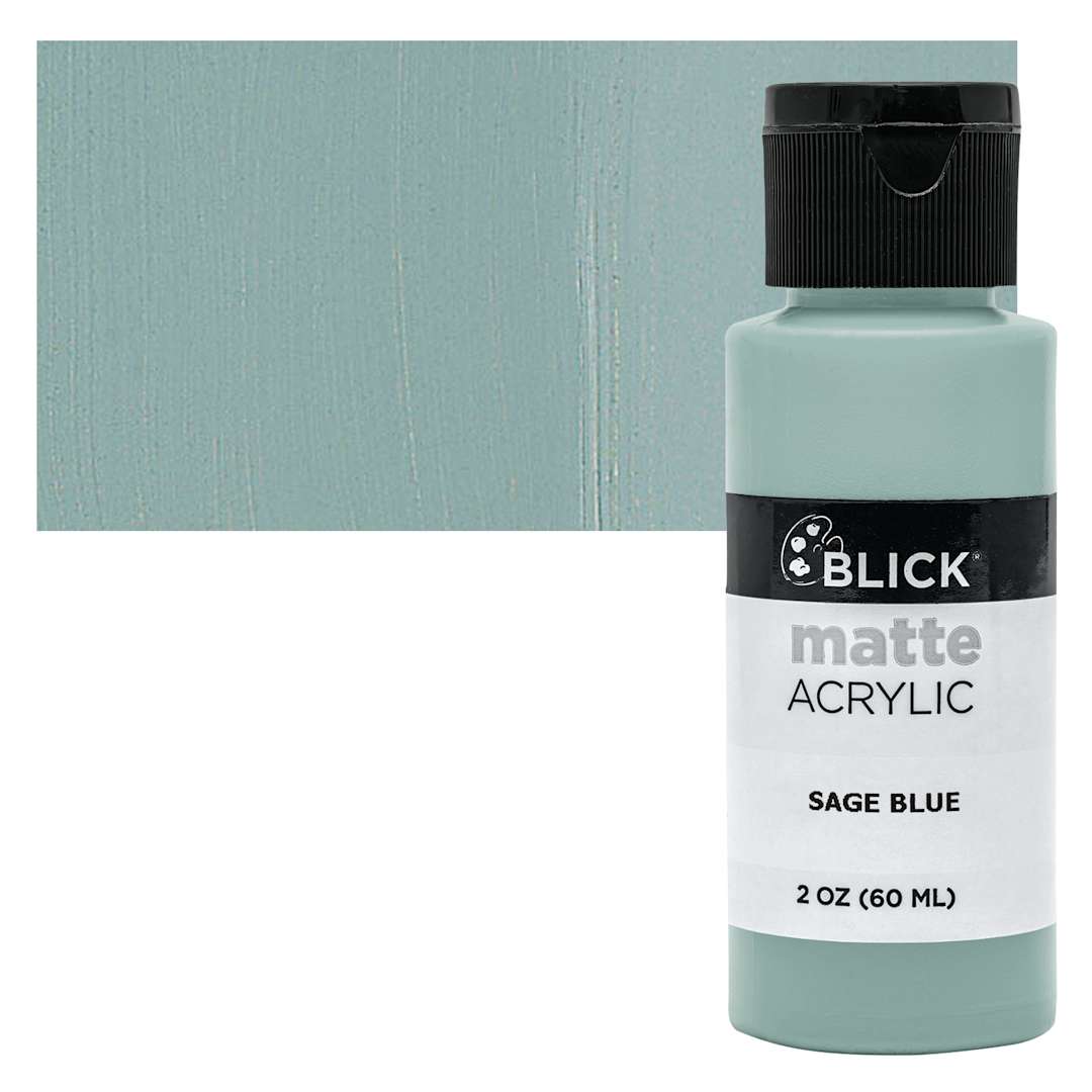 Open in modal - Blick Matte Acrylic - Sage Blue, 2 oz bottle and swatch