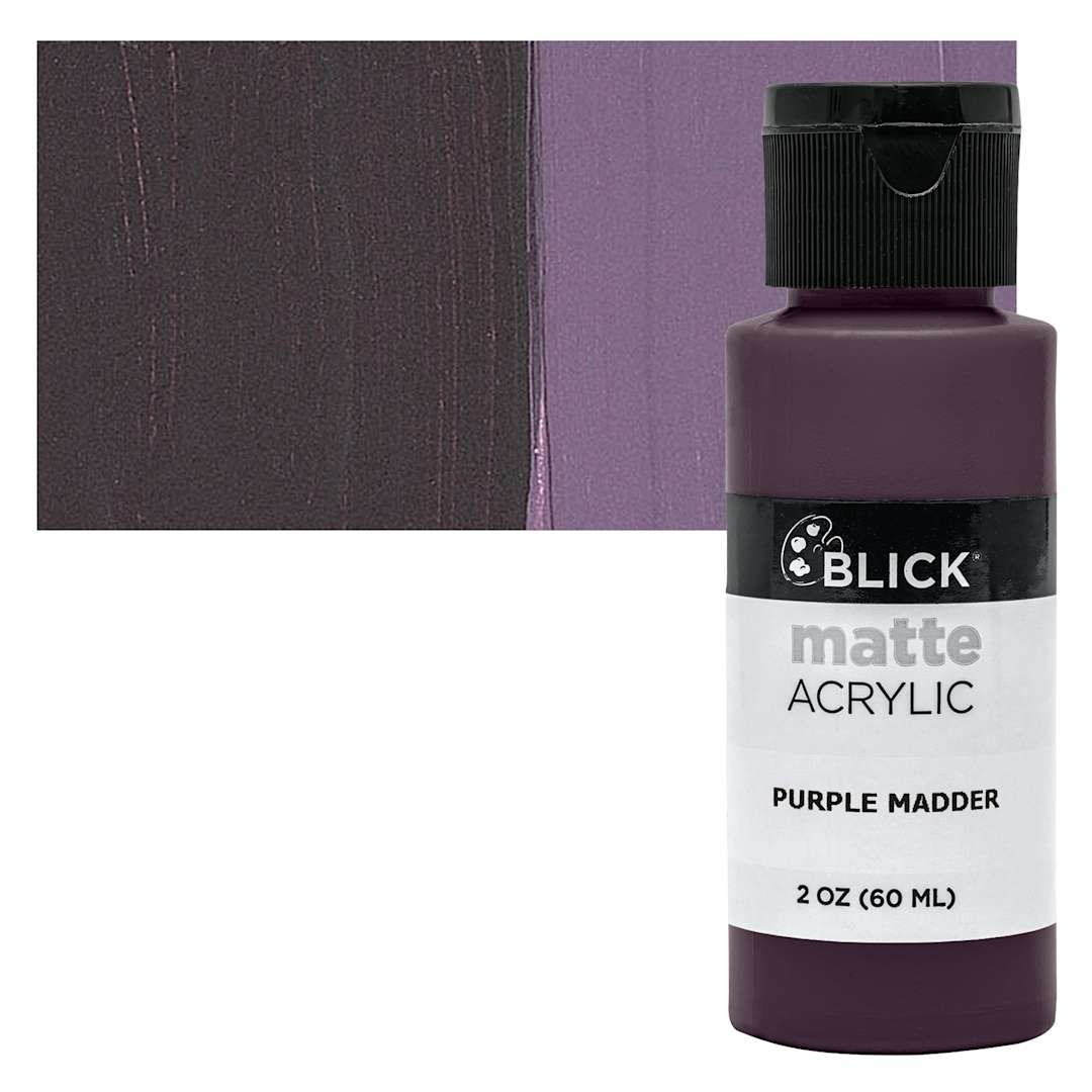 Open in modal - Blick Matte Acrylic - Purple Madder, 2 oz bottle and swatch