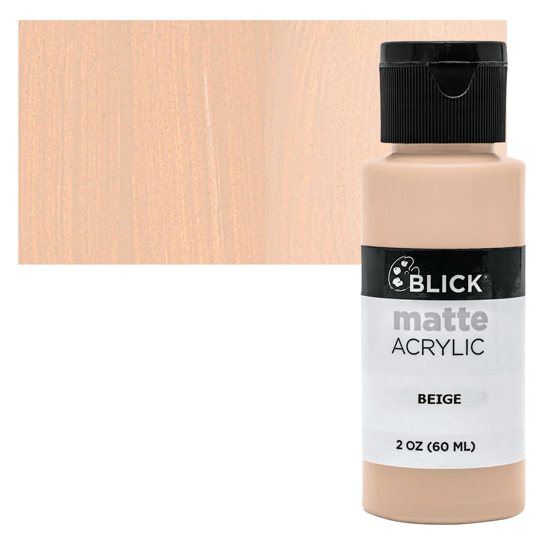 Open in modal - Blick Matte Acrylic - Beige, 2 oz bottle and swatch