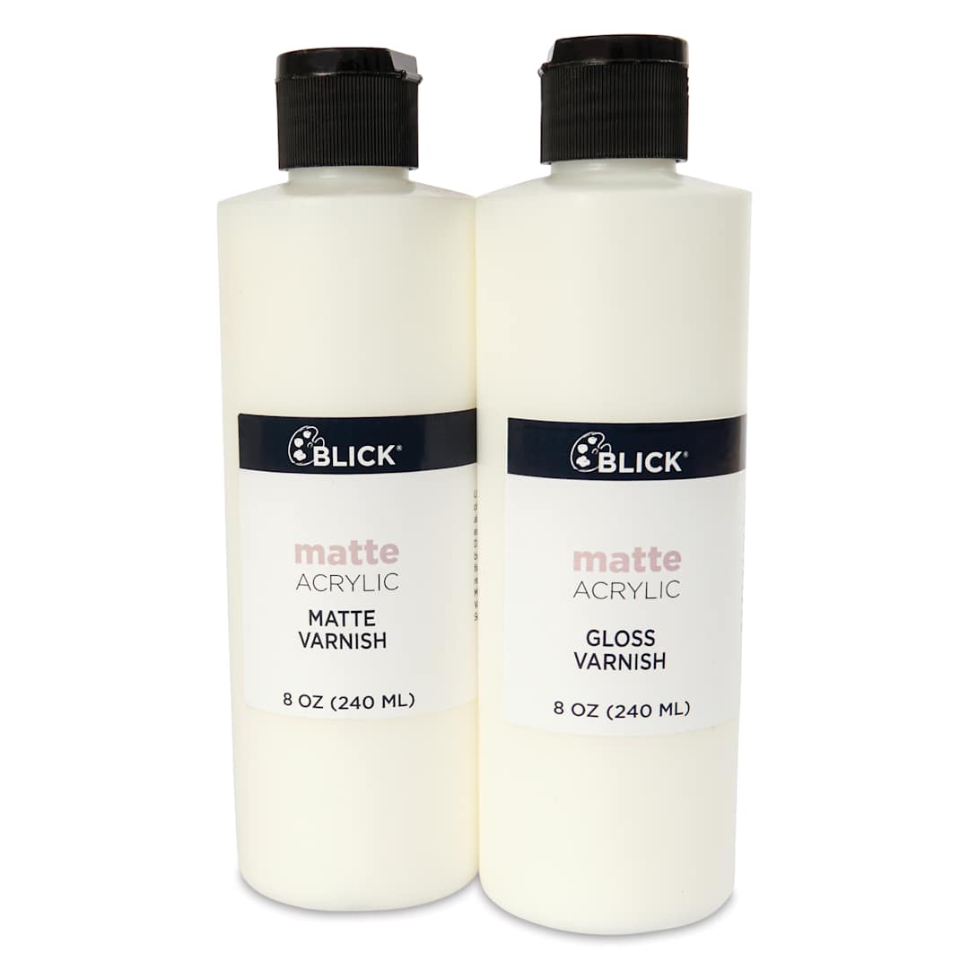 Open in modal - Blick Matte Acrylic Varnishes, matte and gloss bottles