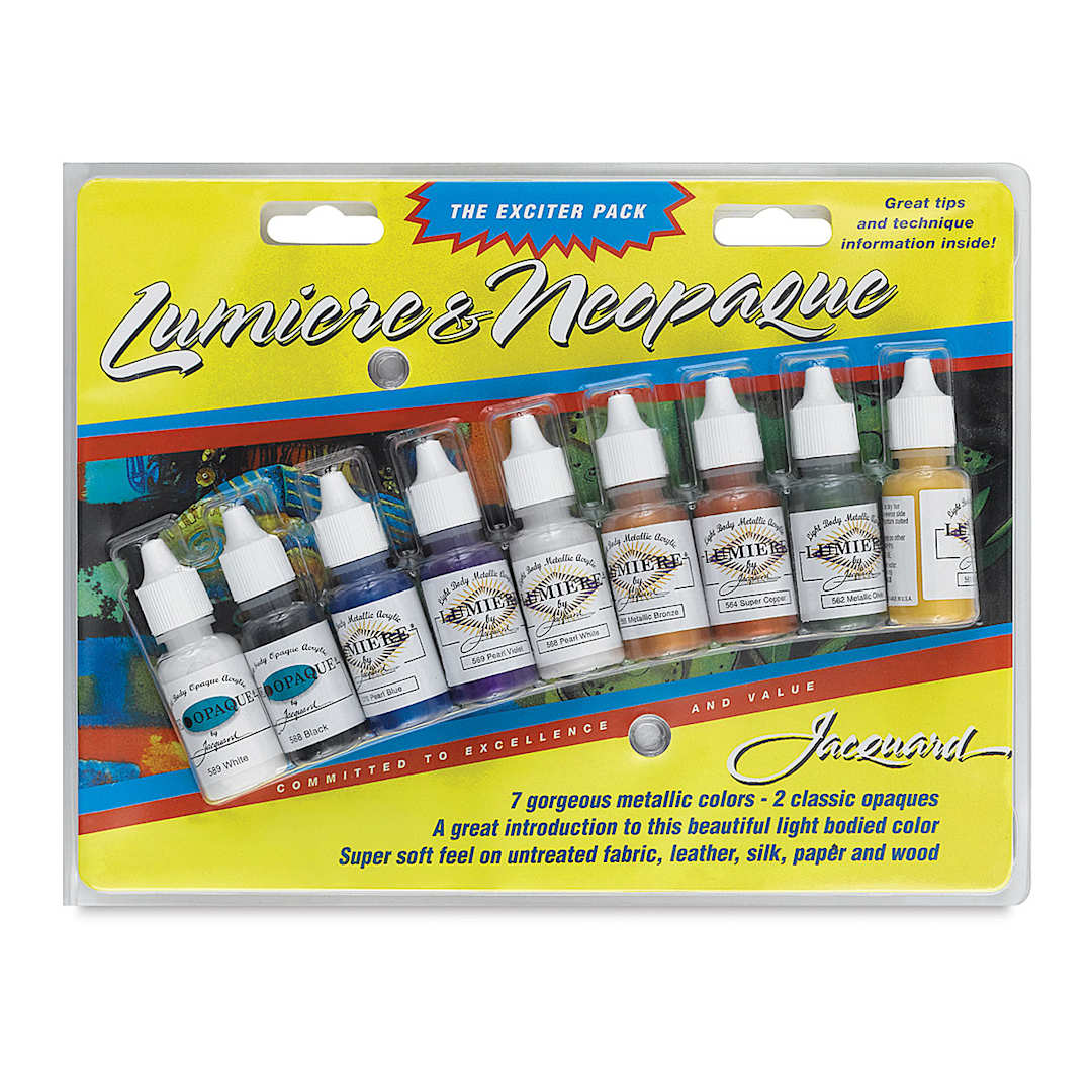 Open in modal - Jacquard Lumiere and Neopaque Acrylic Paint Exciter Pack set