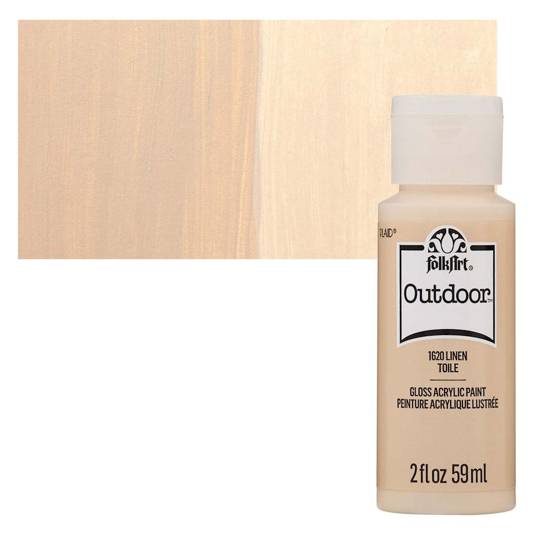 Open in modal - FolkArt Outdoor Acrylic Paint - Linen, 2 oz, Bottle and Swatch