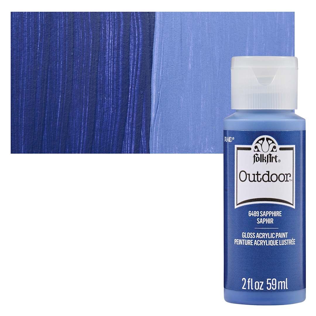 Open in modal - FolkArt Outdoor Acrylic Paint - Sapphire, 2 oz, Bottle and Swatch