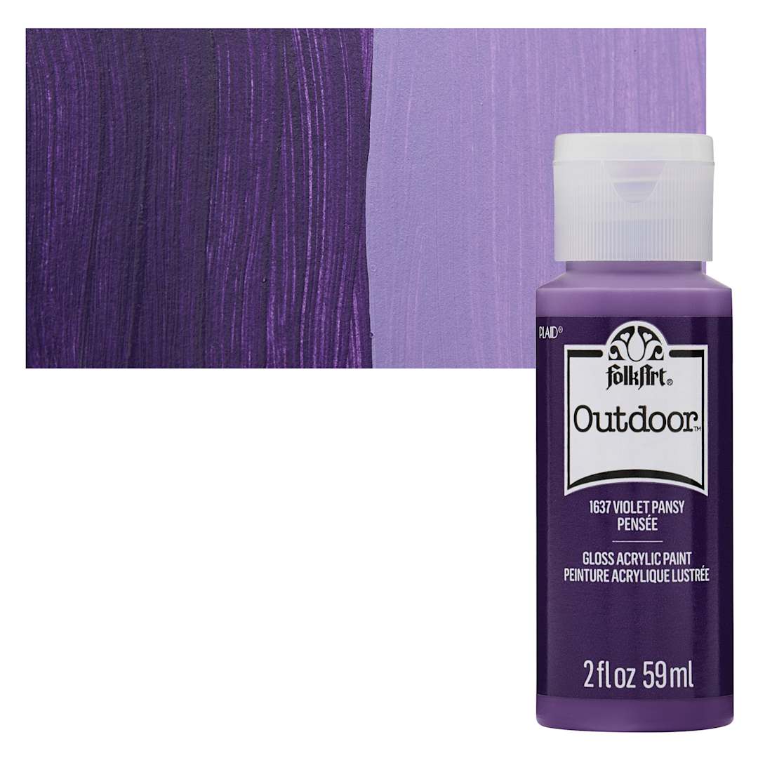 Open in modal - FolkArt Outdoor Acrylic Paint - Violet Pansy, 2 oz, Bottle and Swatch