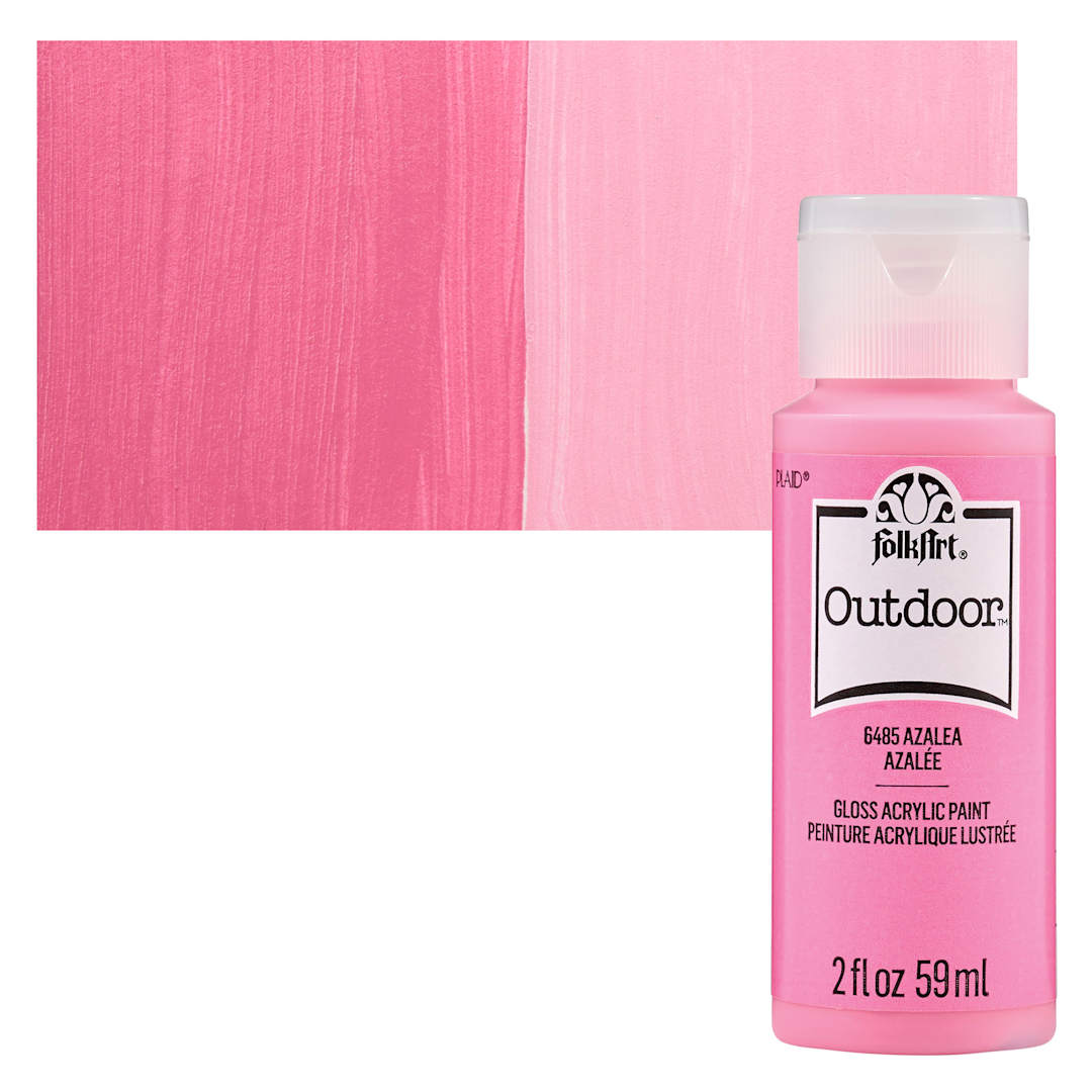 Open in modal - FolkArt Outdoor Acrylic Paint - Azalea, 2 oz, Bottle and Swatch