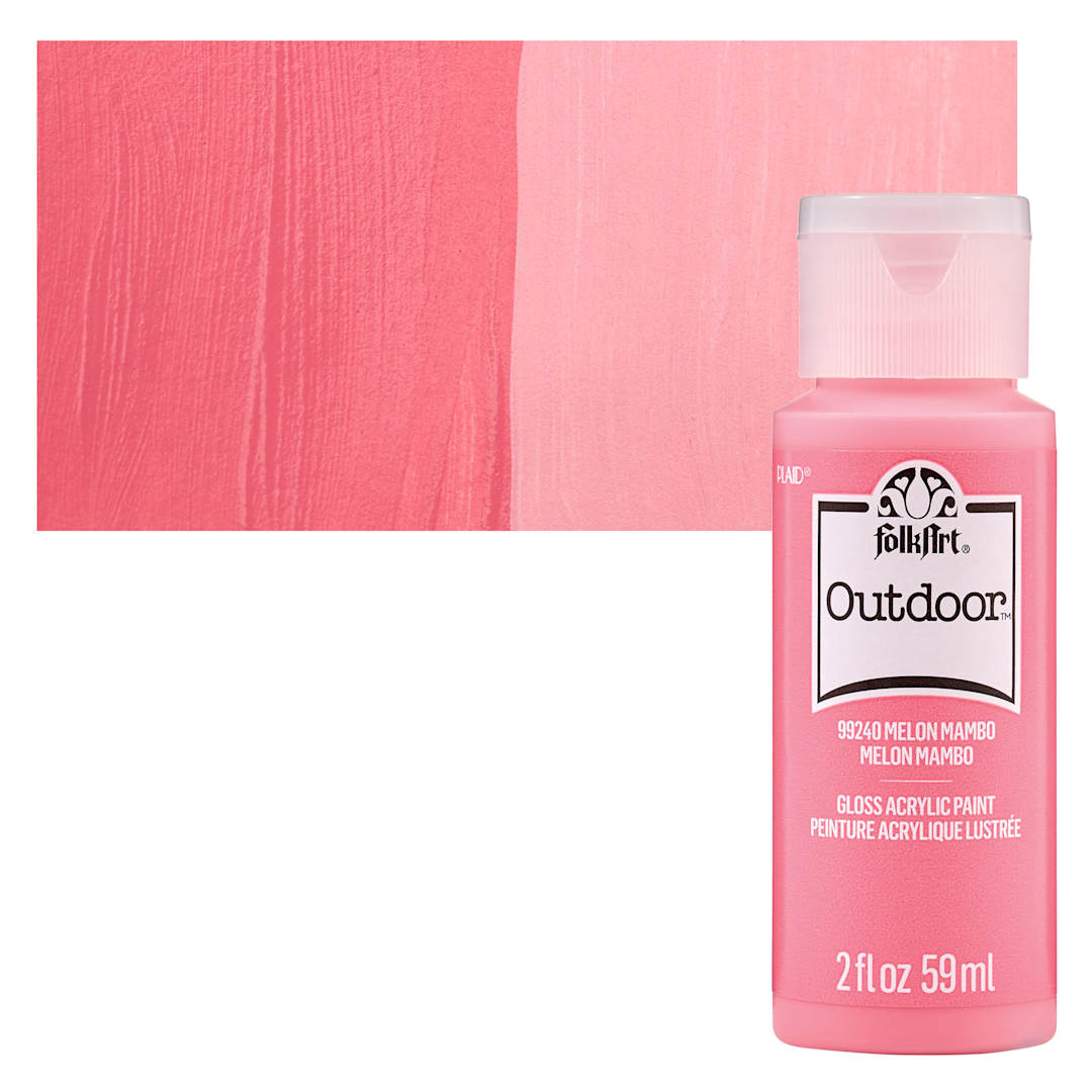 Open in modal - FolkArt Outdoor Acrylic Paint - Melon Mambo, 2 oz, Bottle ad Swatch