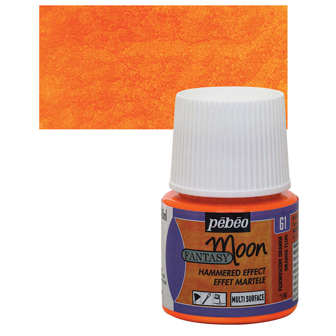 Open in modal - Pebeo Fantasy Moon Paint - Fluorescent Orange, 45 ml bottle and swatch