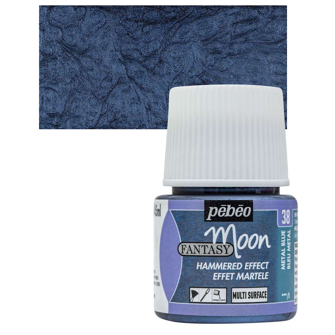 Open in modal - Pebeo Fantasy Moon Paint - Metal Blue, 45 ml bottle and swatch