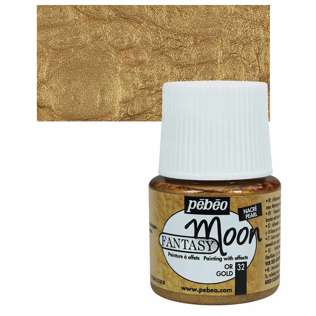 Open in modal - Pebeo Fantasy Moon Paint - Gold, 45 ml bottle and swatch
