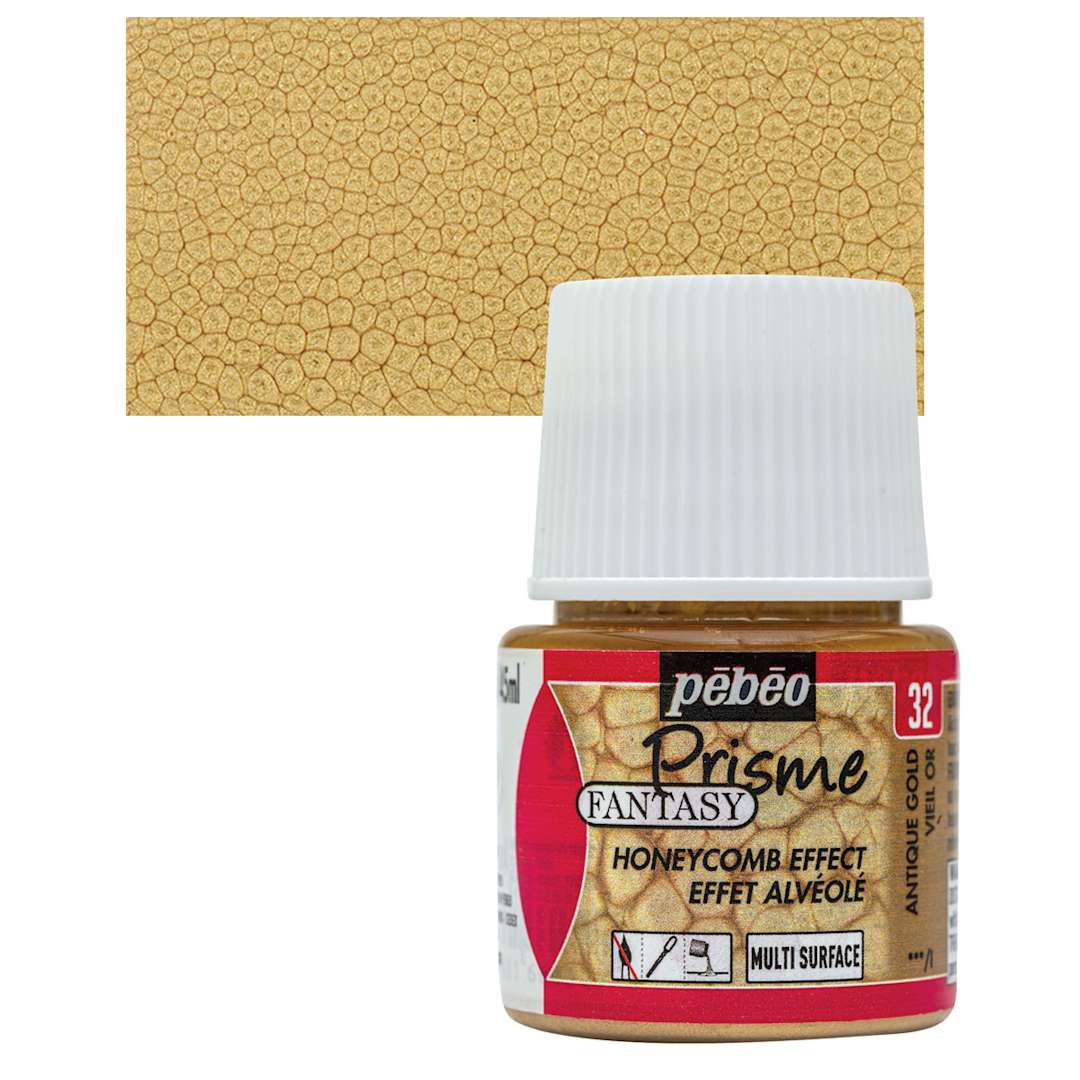 Open in modal - Pebeo Fantasy Prisme Paint - Antique Gold, 45 ml bottle and swatch