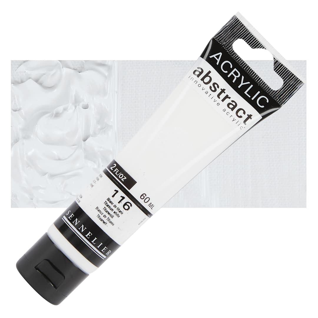 Open in modal - Sennelier Abstract Acrylic Paint - Titanium White, 60 ml tube and swatch