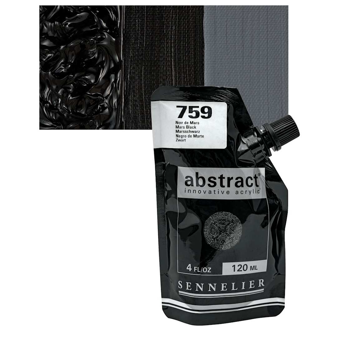 Open in modal - Sennelier Abstract Acrylic - Mars Black, 120 ml pouch and swatch