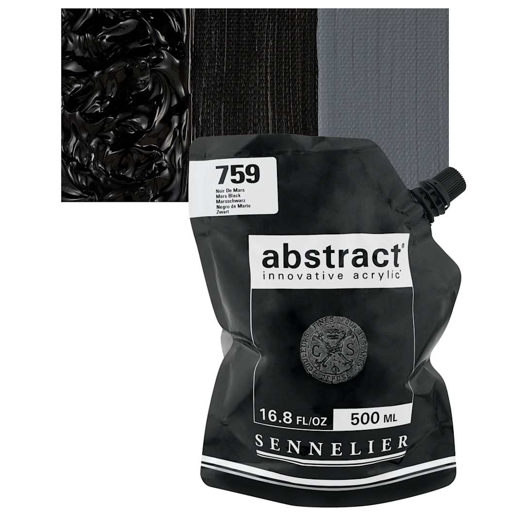Open in modal - Sennelier Abstract Acrylic - Mars Black, 500 ml pouch and swatch