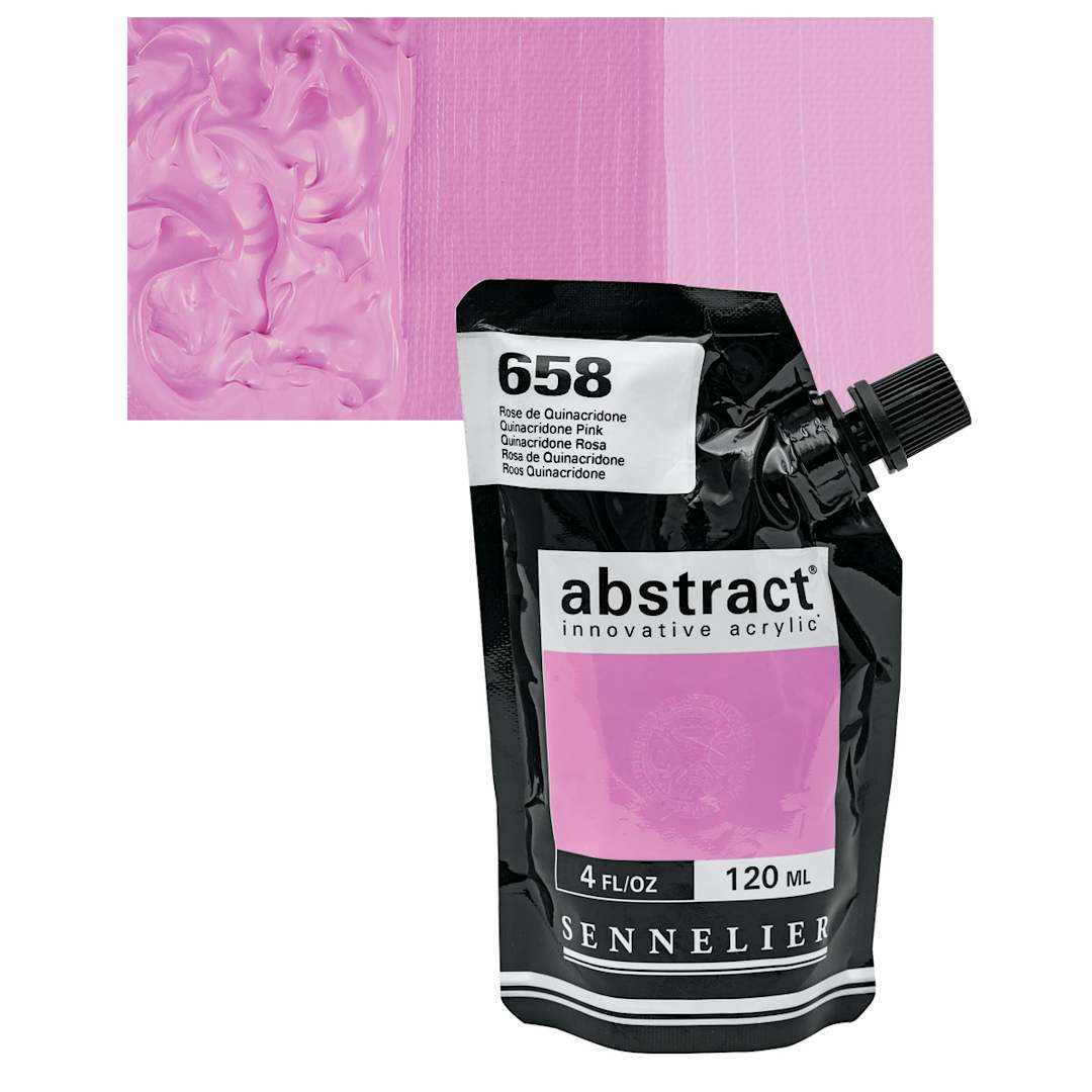Open in modal - Sennelier Abstract Acrylic - Quinacridone Pink, 120 ml pouch and swatch