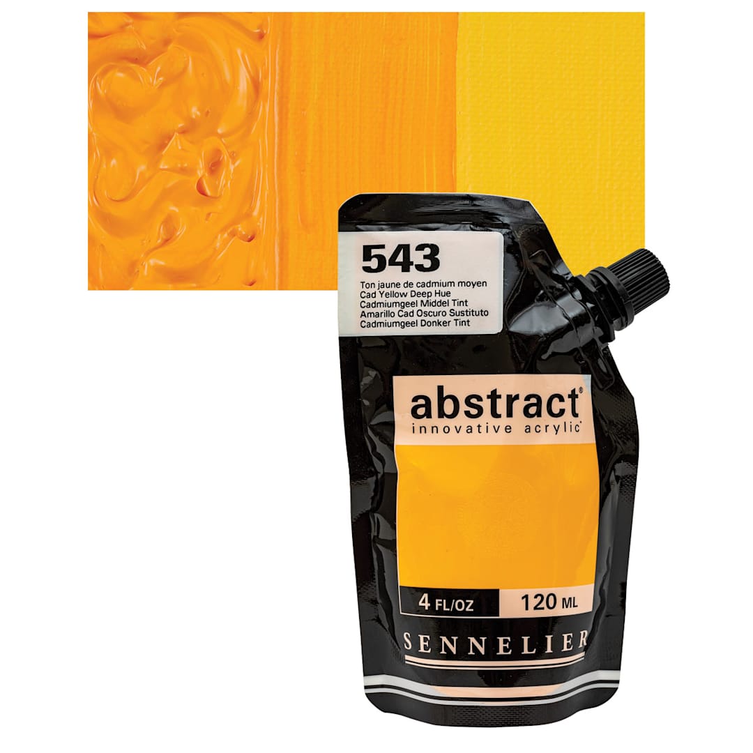 Open in modal - Sennelier Abstract Acrylic - Cadmium Yellow Deep Hue, 120 ml pouch and swatch