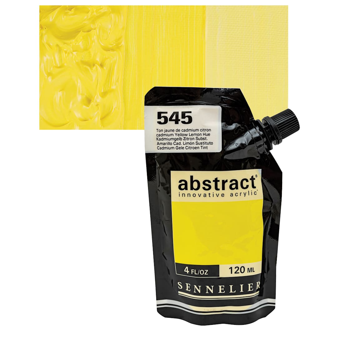 Open in modal - Sennelier Abstract Acrylic - Cadmium Yellow Lemon Hue, 120 ml pouch and swatch