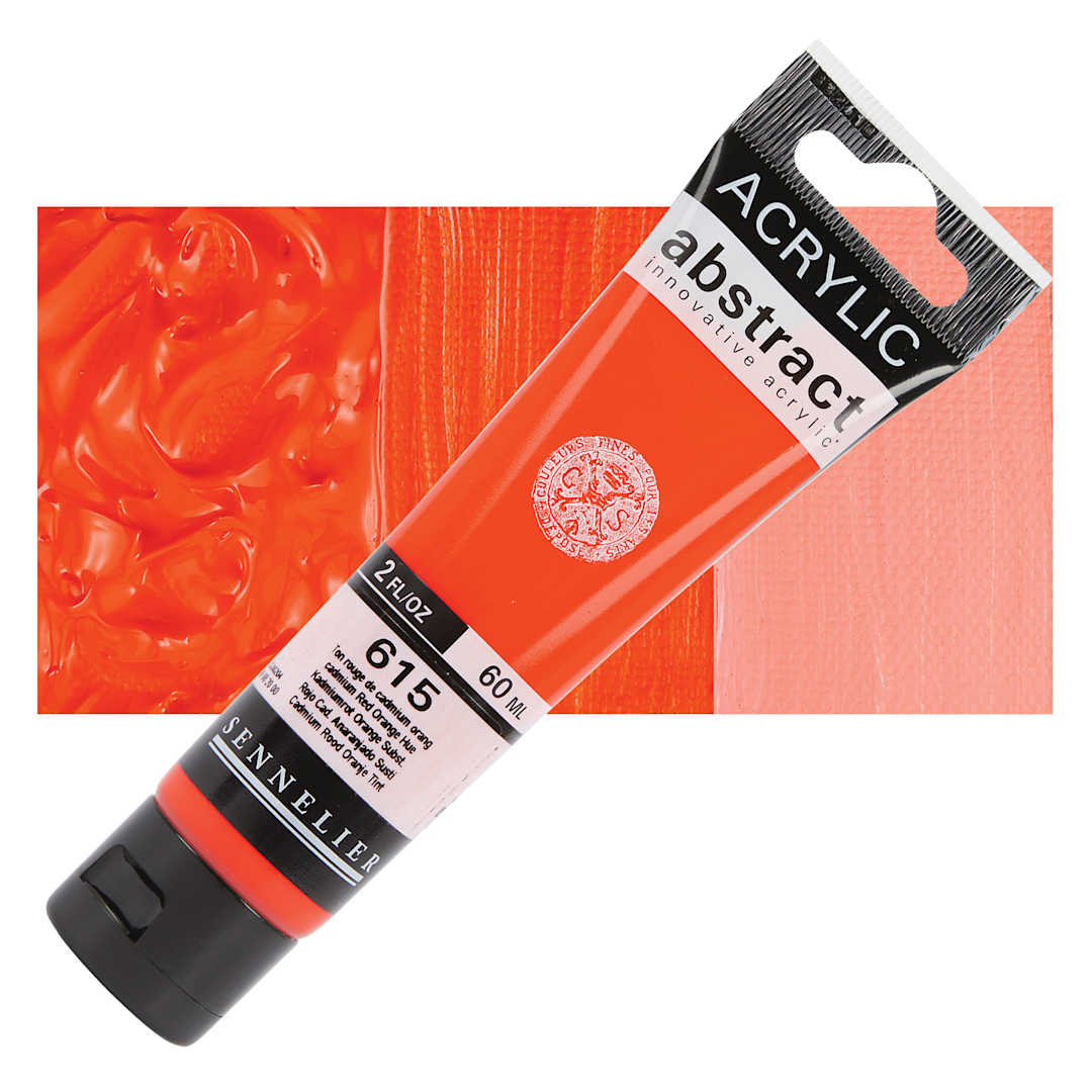 Open in modal - Sennelier Abstract Acrylic - Cadmium Red Orange Hue, 60 ml tube and swatch