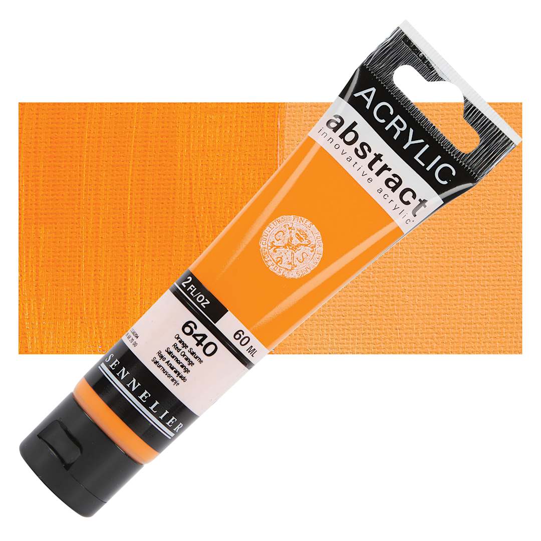 Open in modal - Sennelier Abstract Acrylic Paint - Red Orange, 60 ml tube and swatch
