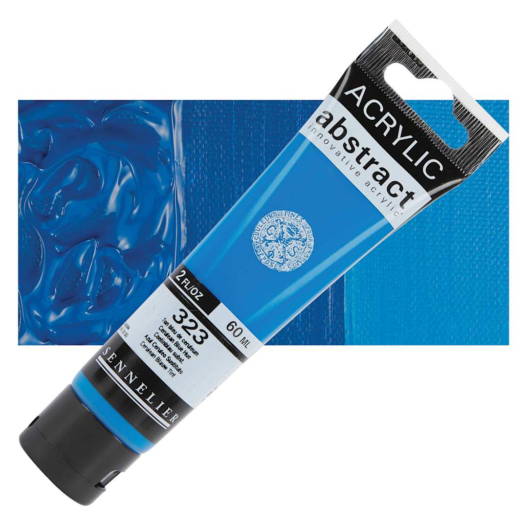 Open in modal - Sennelier Abstract Acrylic - Cerulean Blue Hue, 60 ml tube and swatch