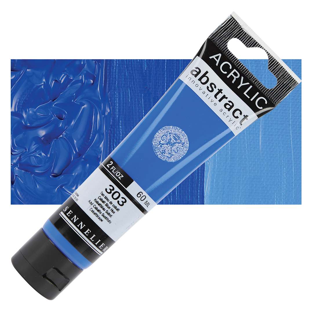 Open in modal - Sennelier Abstract Acrylic - Cobalt Blue Hue, 60 ml tube and swatch