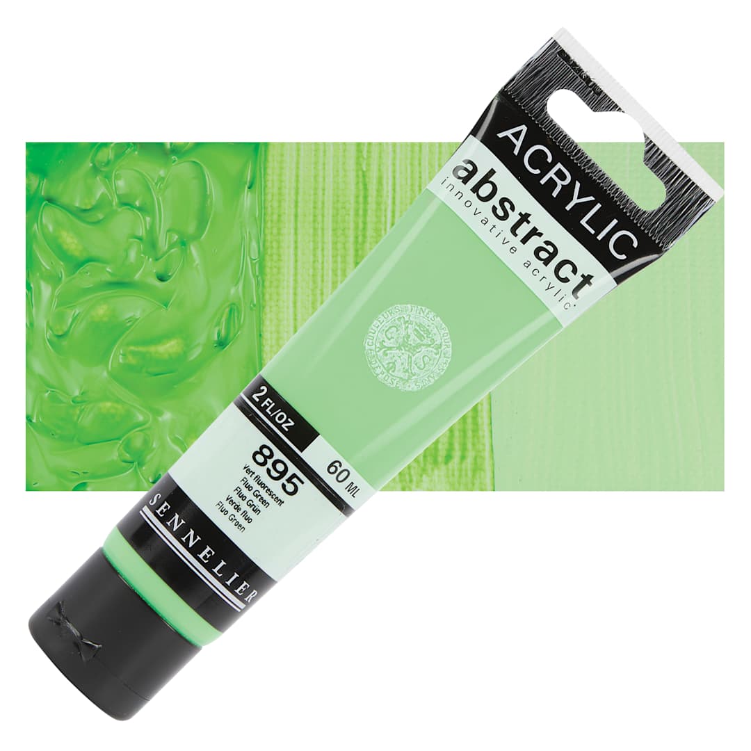 Open in modal - Sennelier Abstract Acrylic - Fluorescent Green, 60 ml tube and swatch