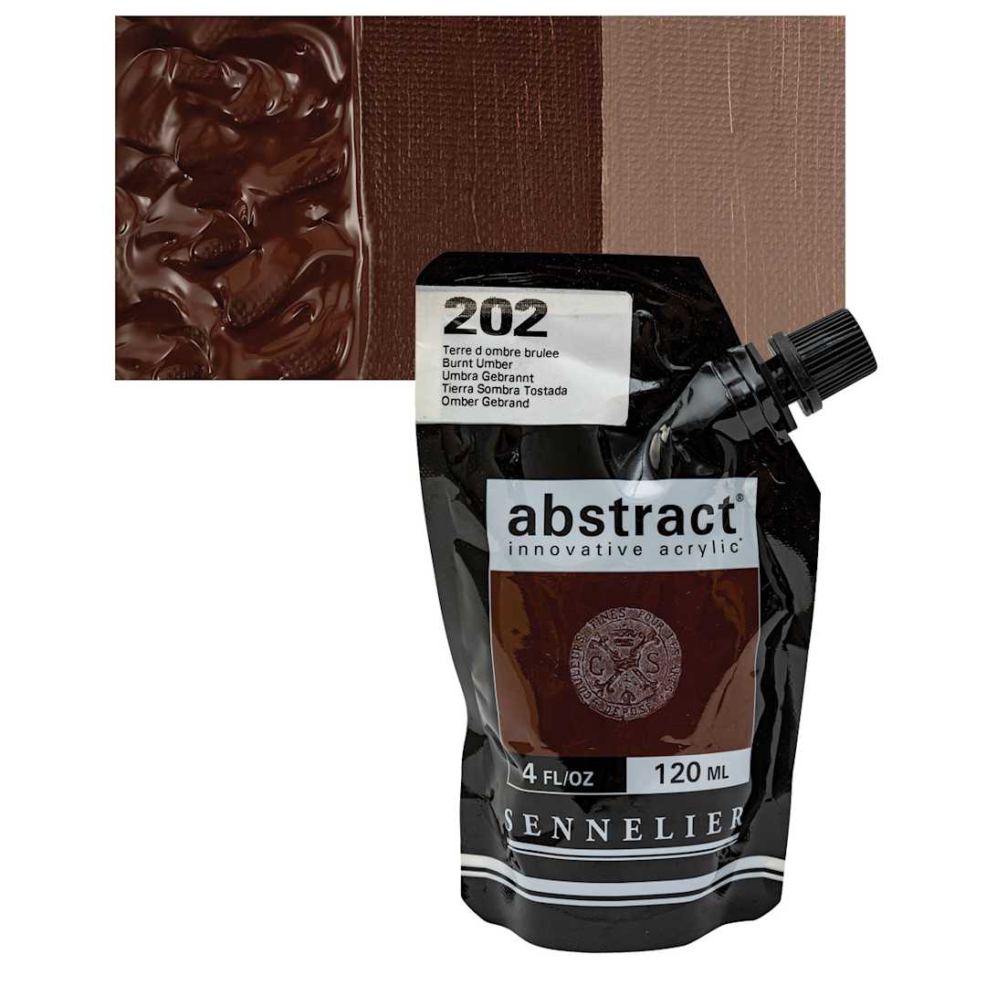 Open in modal - Sennelier Abstract Acrylic - Burnt Umber, 120 ml pouch and swatch