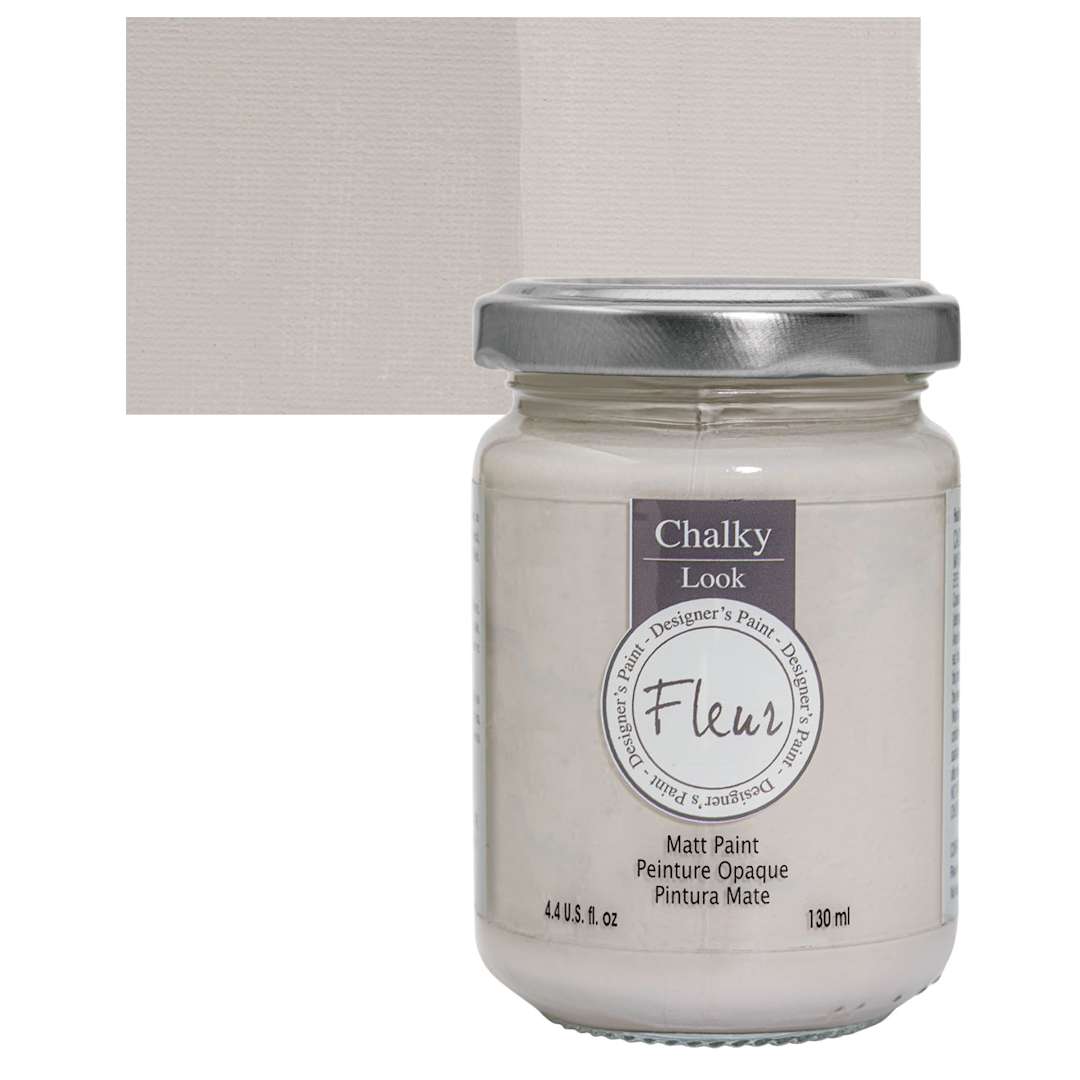Open in modal - Fleur Chalky Look Paint - Grey White, 4.4 oz jar and swatch
