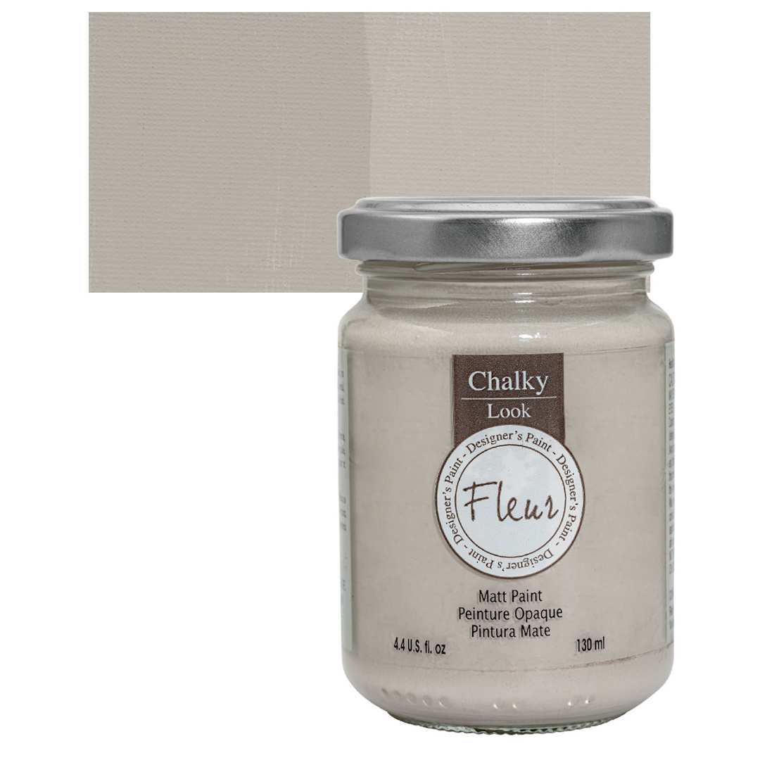 Open in modal - Fleur Chalky Look Paint - Greige, 4.4 oz jar and swatch