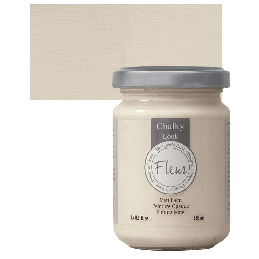 Open in modal - Fleur Chalky Look Paint - Cream Love, 4.4 oz jar and swatch