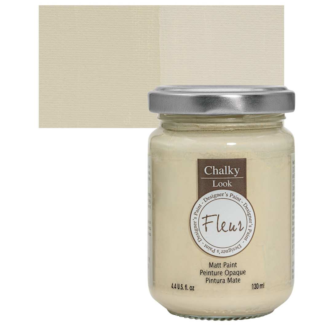 Open in modal - Fleur Chalky Look Paint - Eggshell, 4.4 oz jar and swatch