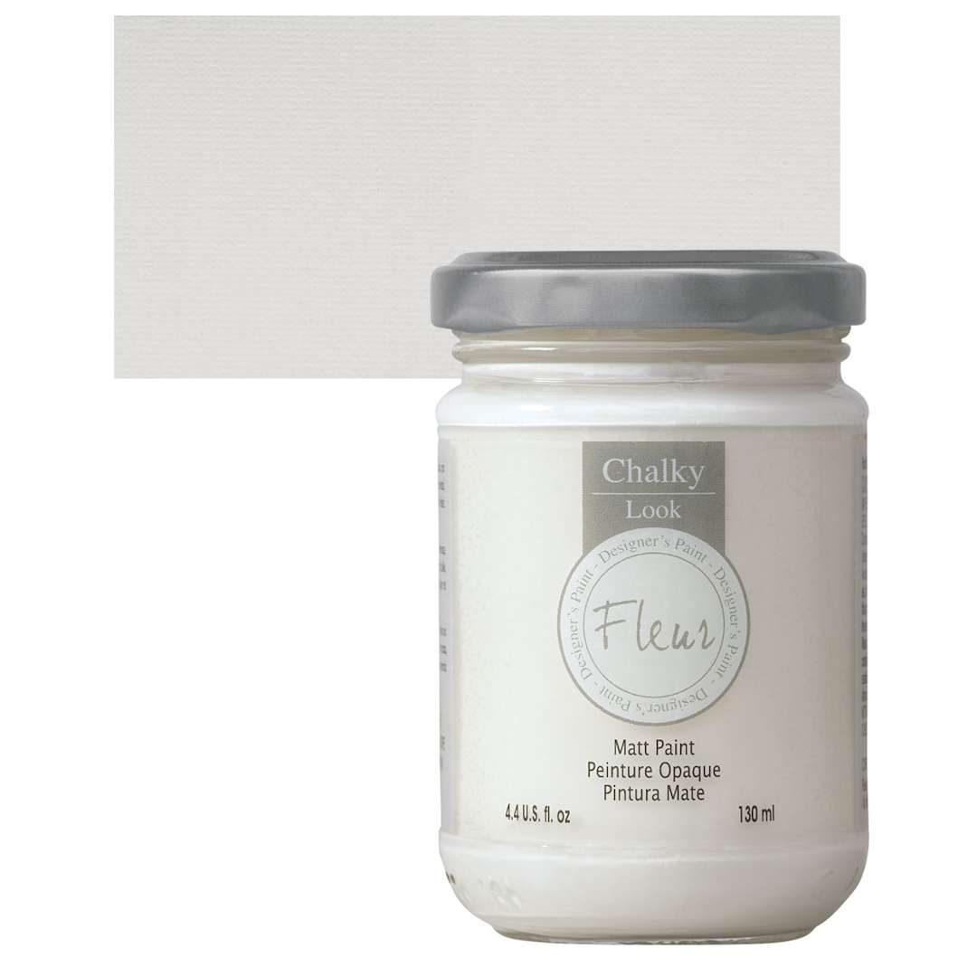 Open in modal - Fleur Chalky Look Paint - Chalk White, 4.4 oz jar and swatch