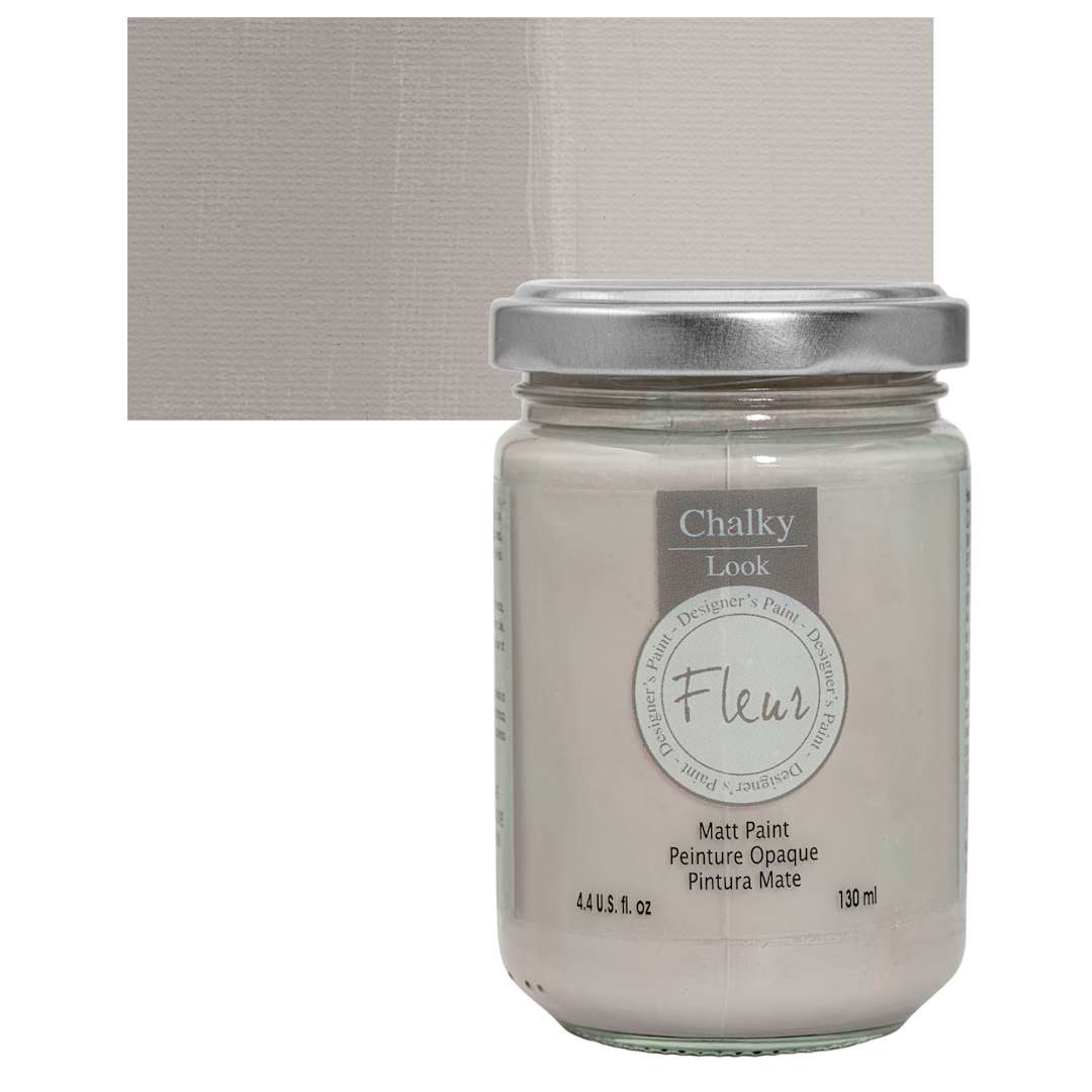 Open in modal - Fleur Chalky Look Paint - Dove Grey, 4.4 oz jar and swatch
