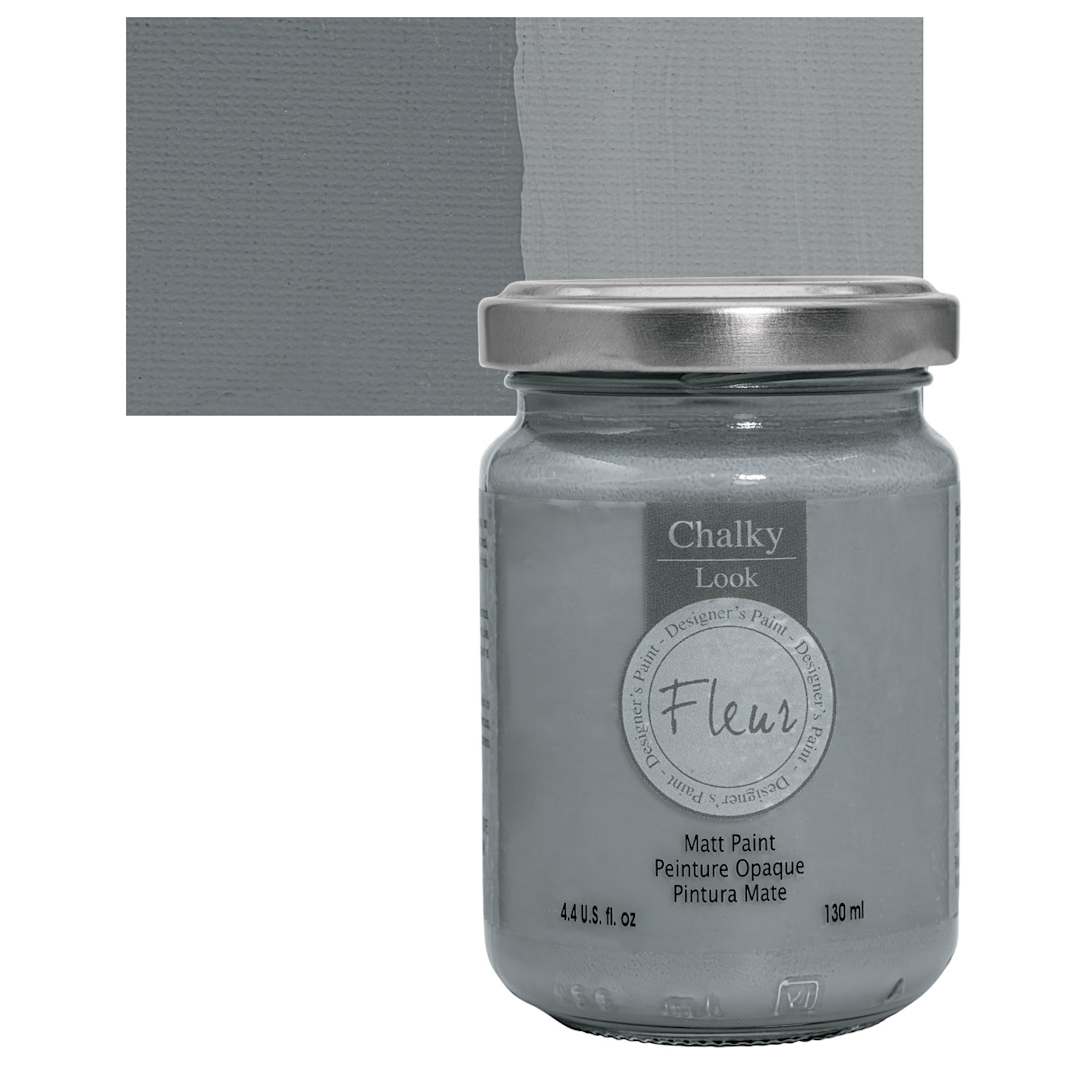 Open in modal - Fleur Chalky Look Paint - Smoky, 4.4 oz jar and swatch