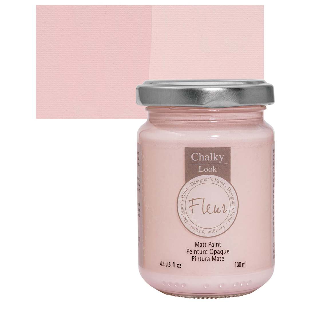 Open in modal - Fleur Chalky Look Paint - Pink Rococo, 4.4 oz jar and swatch