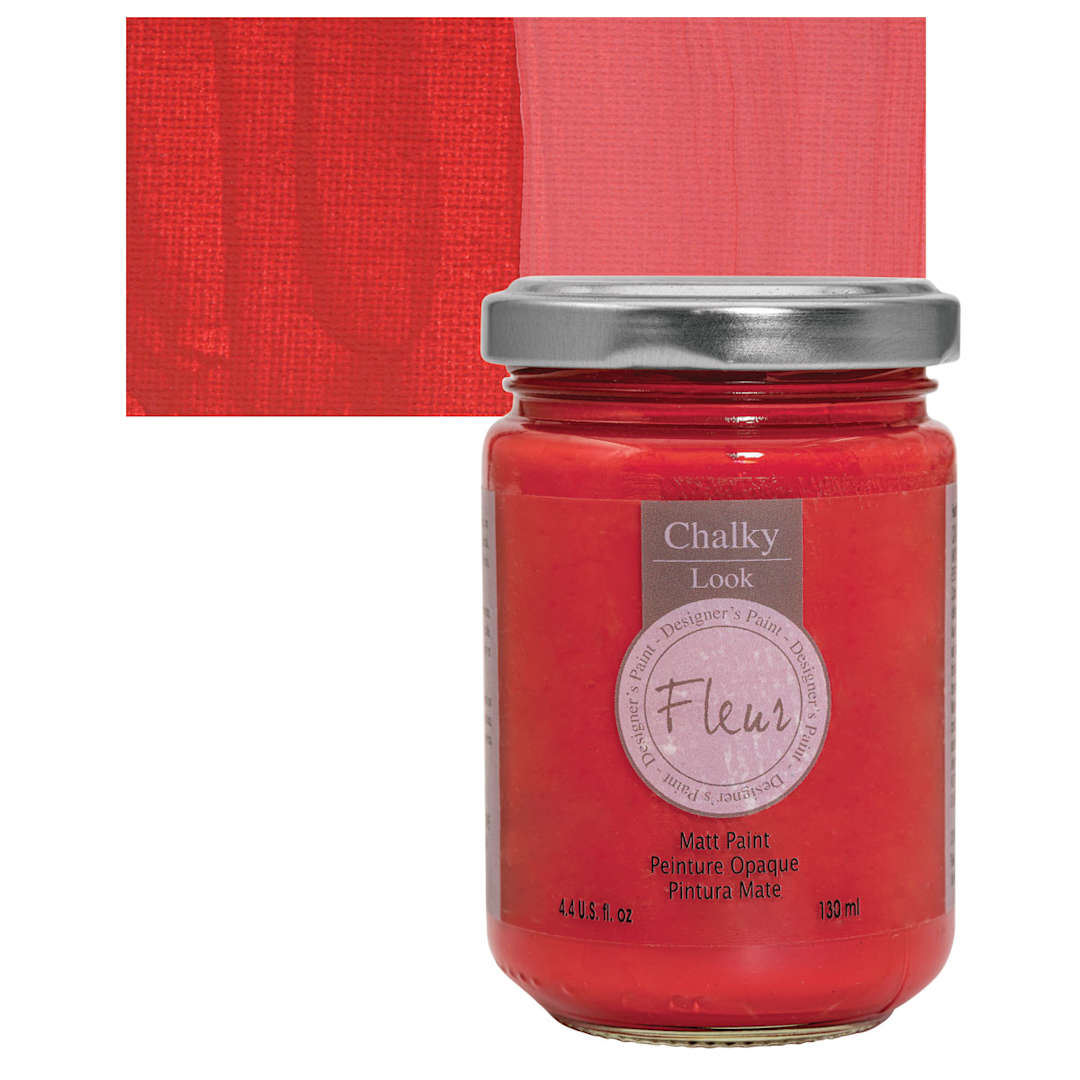 Open in modal - Fleur Chalky Look Paint - Cherry Lips, 4.4 oz jar and swatch
