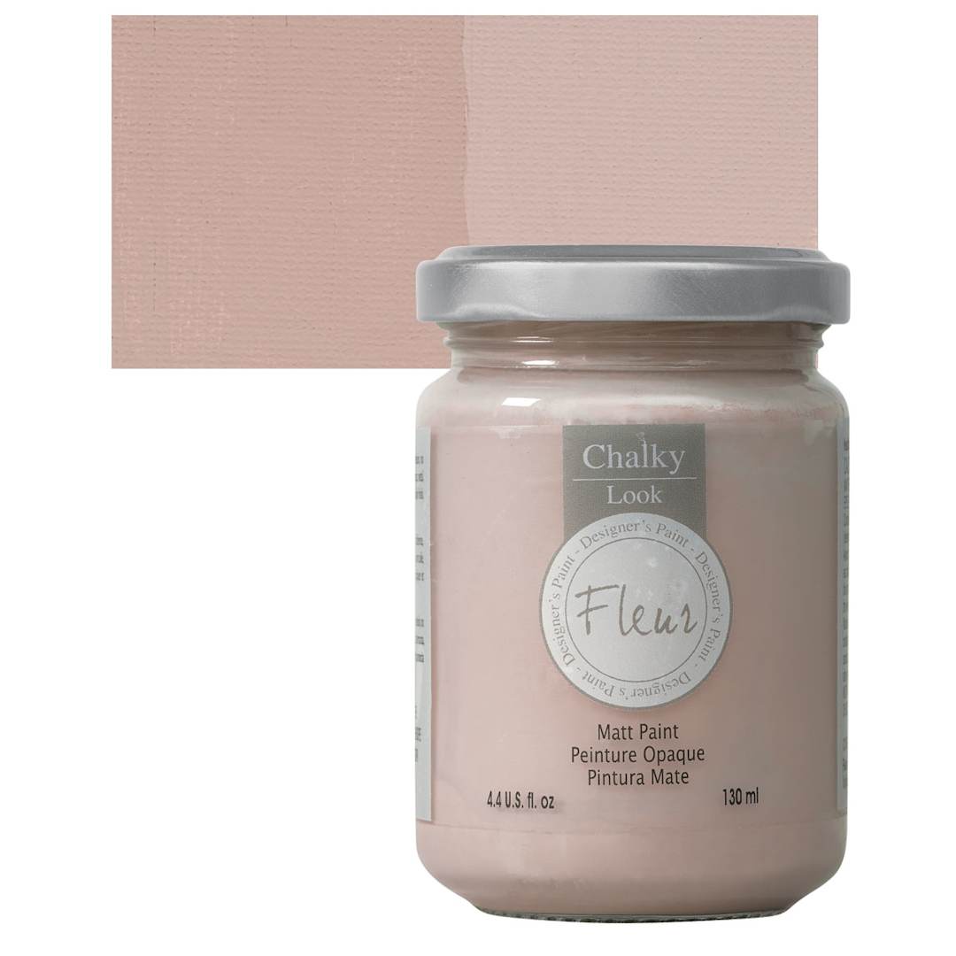 Open in modal - Fleur Chalky Look Paint - Powder Rose, 4.4 oz jar and swatch