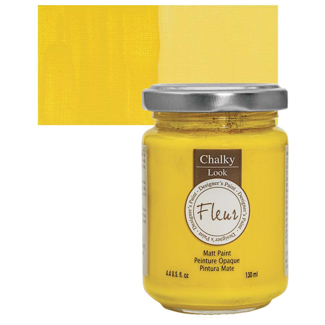 Open in modal - Fleur Chalky Look Paint - Primary Yellow, 4.4 oz jar and swatch